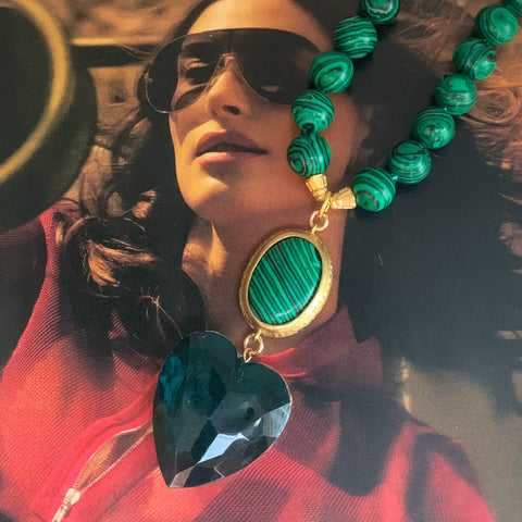 Malachite | Vintage | Cut Crystal | Handmade in Australia