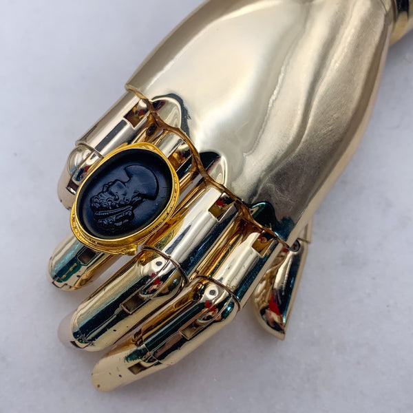 French Jet Cameo Ring | Gold Ring | Handmade in Australia 