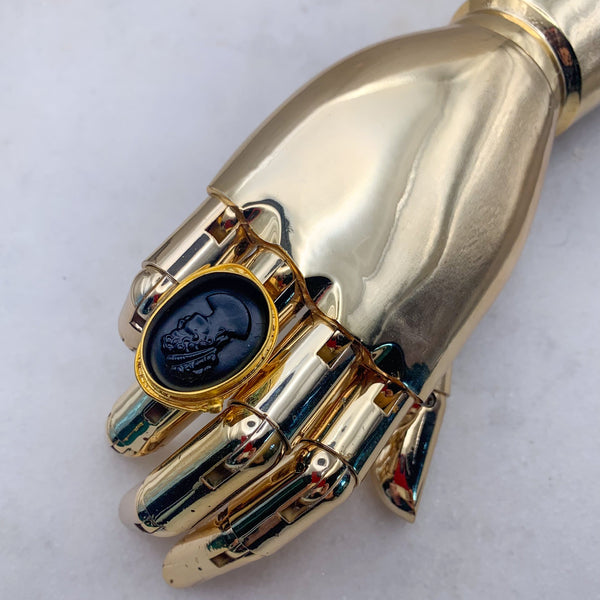 French Jet Cameo Ring | Gold Ring | Handmade in Australia 