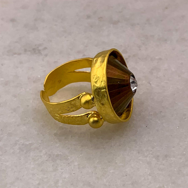 1920's Crystal | Gold Cocktail Ring | Handmade in Australia 