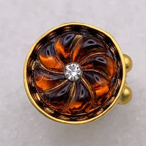 Vintage Topaz Jewelled Crystal | Gold Filled Ring | Adjustable | Handmade in Australia 