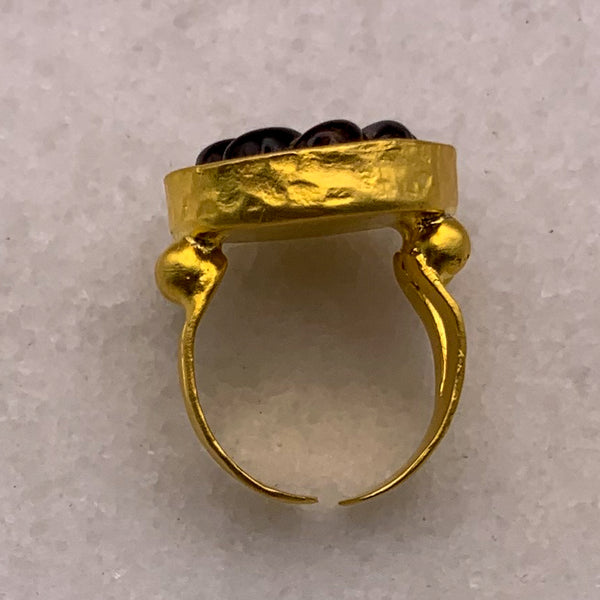 Vintage Topaz Jewelled Crystal | Gold Filled Ring | Adjustable | Handmade in Australia 
