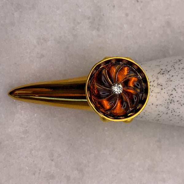 Vintage Topaz Jewelled Crystal | Gold Filled Ring | Adjustable | Handmade in Australia 