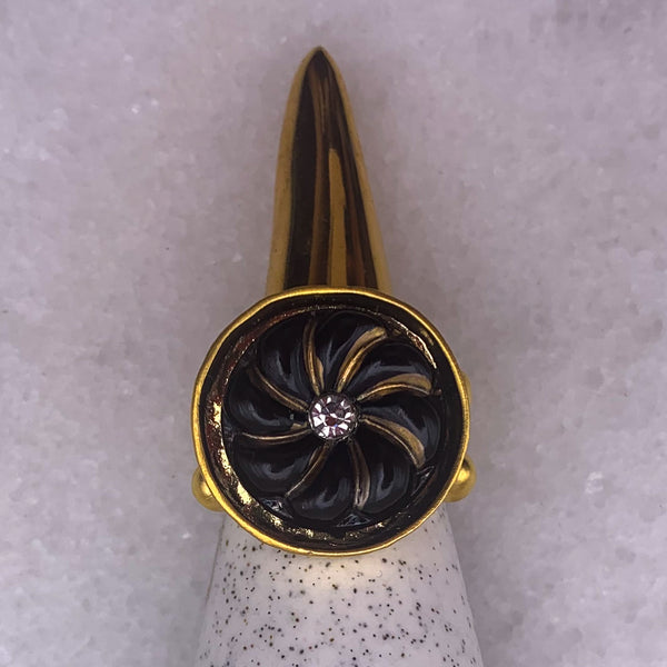 Gold-Filled Ring | Vintage Venetian Glass | Jet and Gold