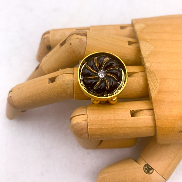 Gold-Filled Ring | Vintage Venetian Glass | Jet and Gold