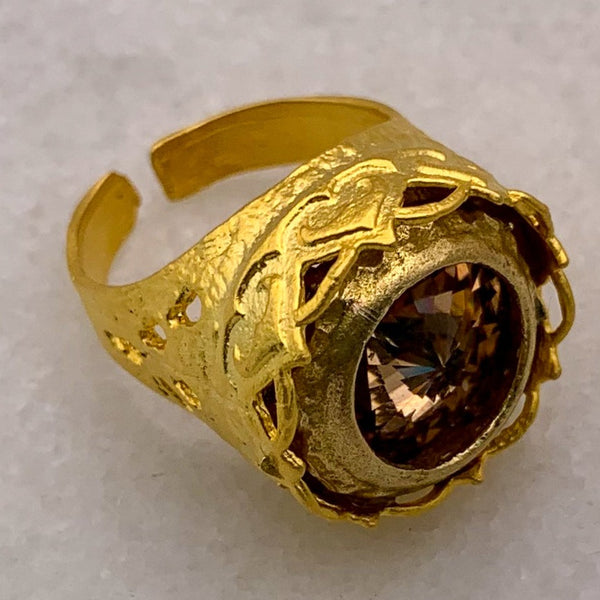 2 Carat Gold Filled Ring | Vintage Topaz Crystal | Handmade in Australia
