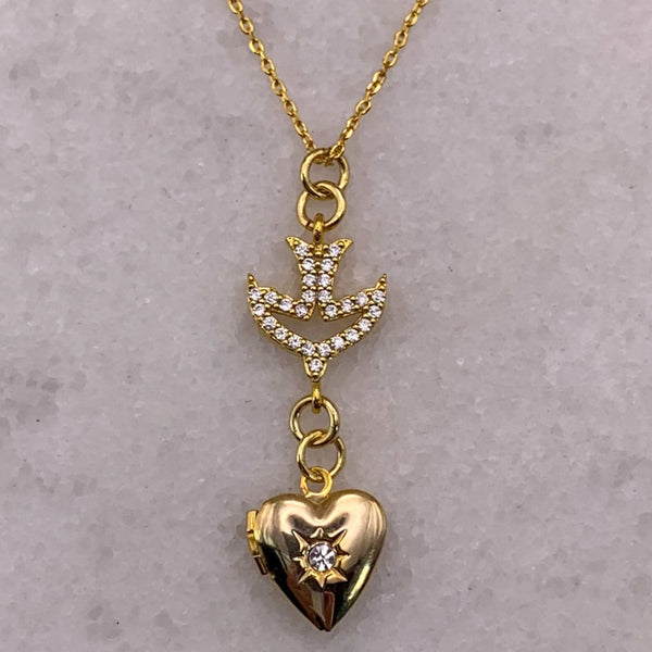 Charm | Gold Heart | Crystal Bird Necklace | Handmade in Australia