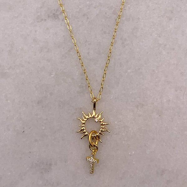 16 Carat Gold Filled Charms and Chain&nbsp;Necklace 43cm Long with 6cm Extension