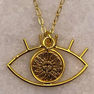 Gold Eye Charm Pendant | Carved Sun Charm  | Handmade in Australia