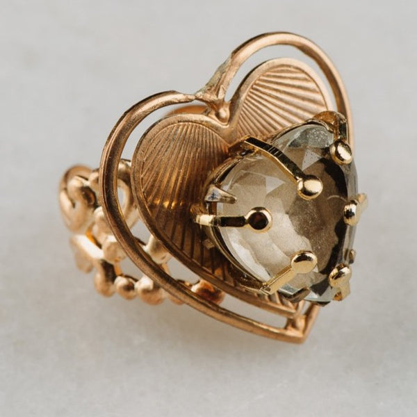 Heart Crystal Ring | Vintage Jewellery | Handmade in Australia | Chic
