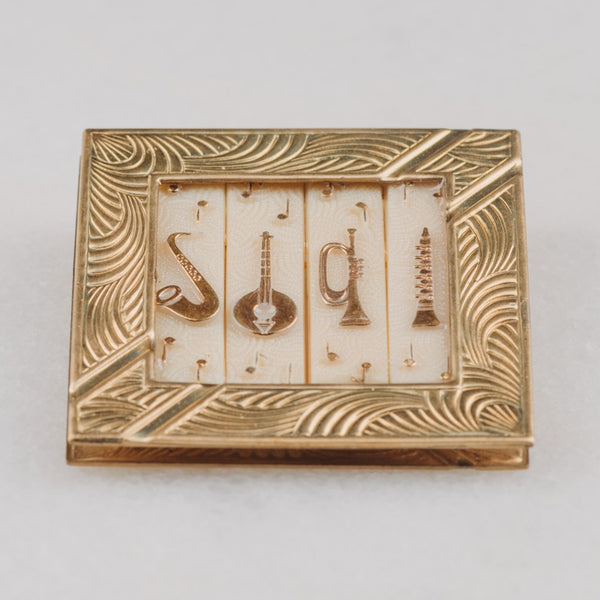 Musical Brooch | Vintage golden Music instruments | Handmade in Australia