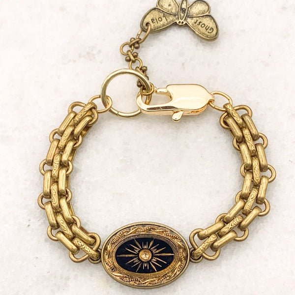 Vintage Jet Cameo | Handmade in Australia | Vintage Chain | Bracelet