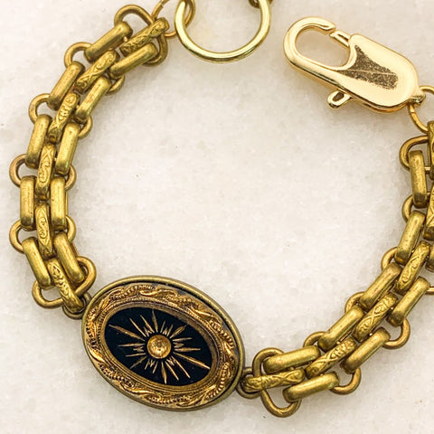 Vintage Jet Cameo | Handmade in Australia | Vintage Chain | Bracelet