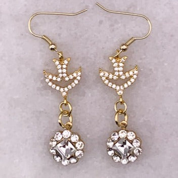 Vintage Style | Crystal Earrings | Handmade in Australia | Bird Jewelry