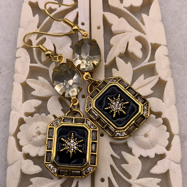 Enamel Diamante Jewellery | Vintage Earrings | Handmade in Australia | Crystal