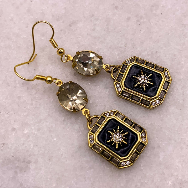 Enamel Diamante Jewellery | Vintage Earrings | Handmade in Australia | Crystal