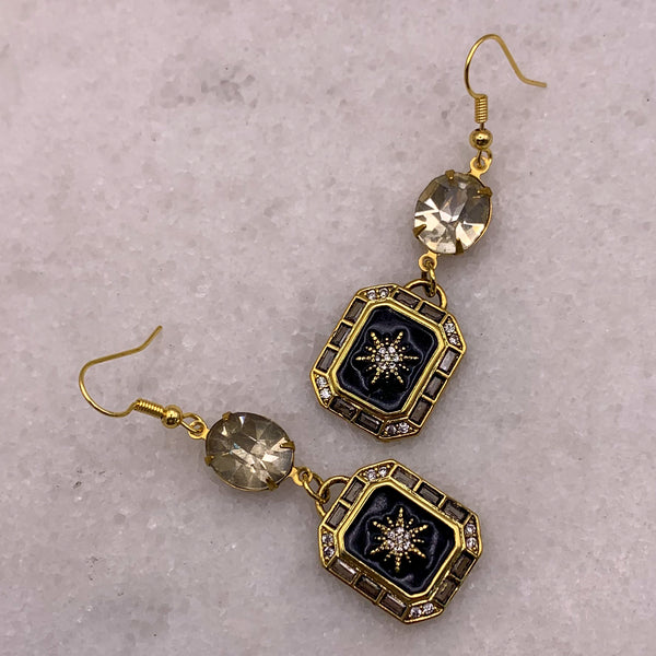 Enamel Diamante Jewellery | Vintage Earrings | Handmade in Australia | Crystal