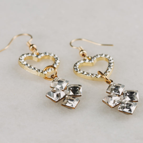 Vintage Jewellery - Handmade - Joyful Earrings - Diamond Crystal Earrings