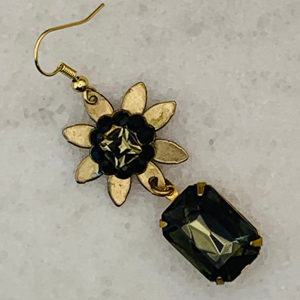 Vintage Crystal Earring | Black Diamond | Handmade in Australia | Bohemian Style