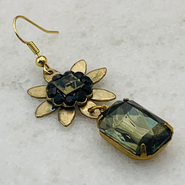 Vintage Crystal Earring | Black Diamond | Handmade in Australia | Bohemian Style