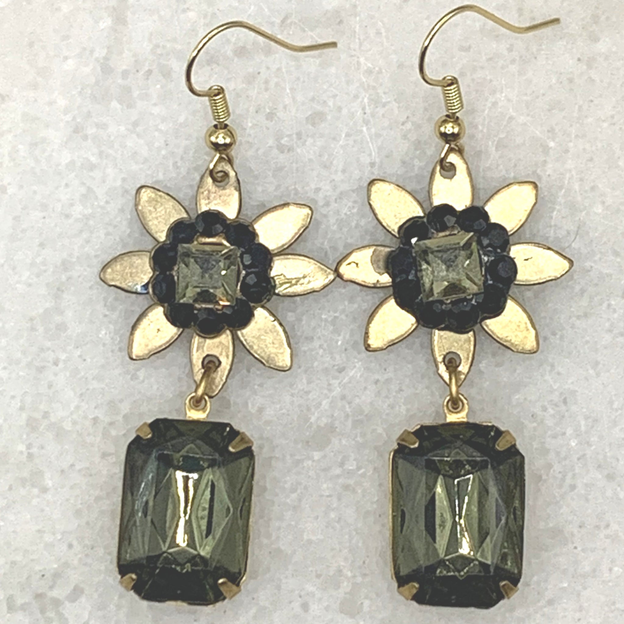 Vintage Crystal Earring | Black Diamond | Handmade in Australia | Bohemian Style
