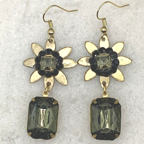 Vintage Crystal Earring | Black Diamond | Handmade in Australia | Bohemian Style