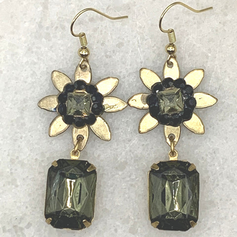 Vintage Crystal Earring | Black Diamond | Handmade in Australia | Bohemian Style