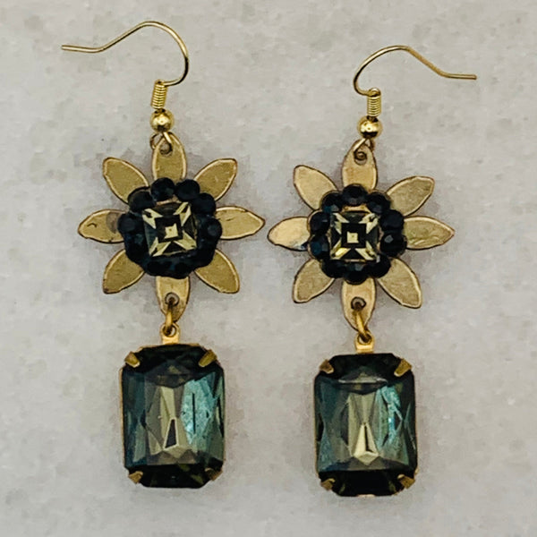 Vintage Crystal Earring | Black Diamond | Handmade in Australia | Bohemian Style