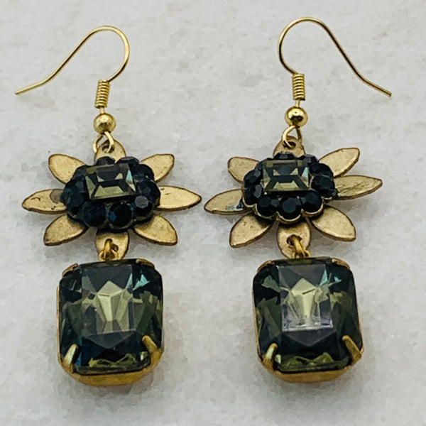 Vintage Crystal Earring | Black Diamond | Handmade in Australia | Bohemian Style