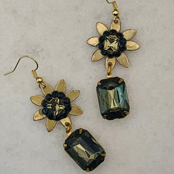 Vintage Crystal Earring | Black Diamond | Handmade in Australia | Bohemian Style