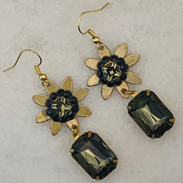 Vintage Crystal Earring | Black Diamond | Handmade in Australia | Bohemian Style