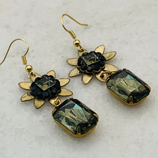 Vintage Crystal Earring | Black Diamond | Handmade in Australia | Bohemian Style