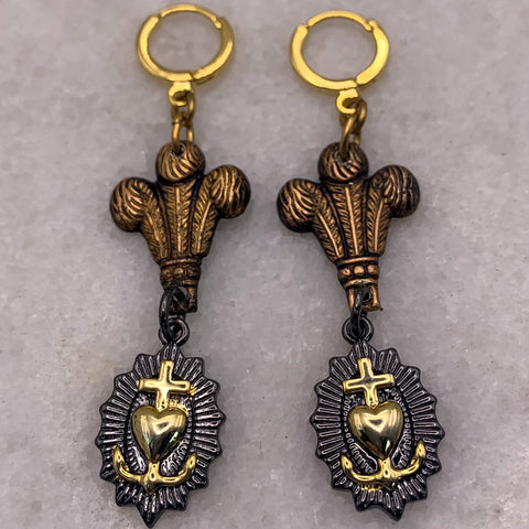 Romantic Earrings | Sacred Heart | Vintage Upcycled | Artisan Jewellery