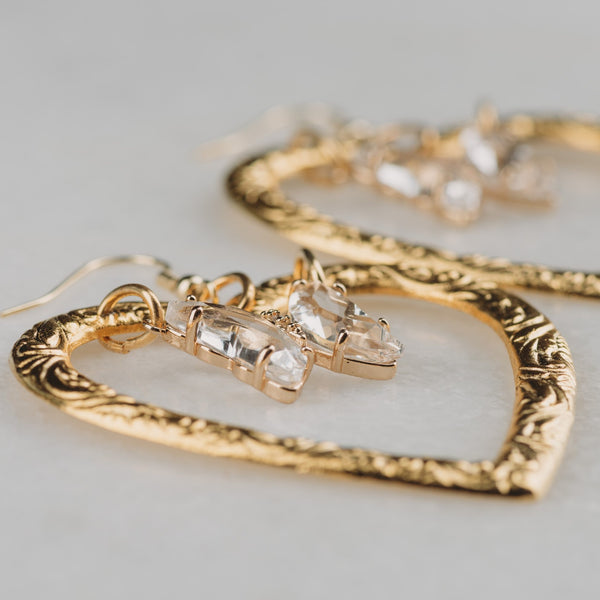Heart Earrings | Vintage Jewellery | Crystal Butterfly | Butterfly Earrings