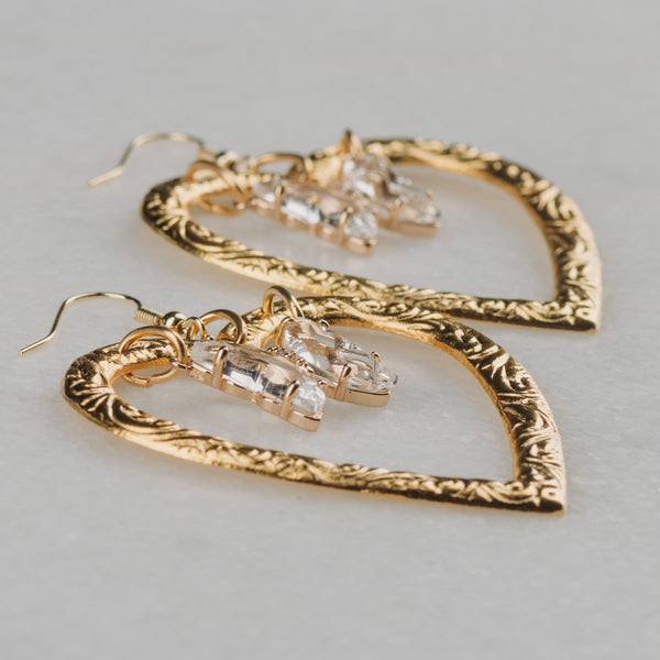 Heart Earrings | Vintage Jewellery | Crystal Butterfly | Butterfly Earrings