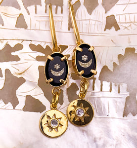 Marcasite Earrings | Vintage Jewellery | Star and Moon Earrings | Handmade in Australia