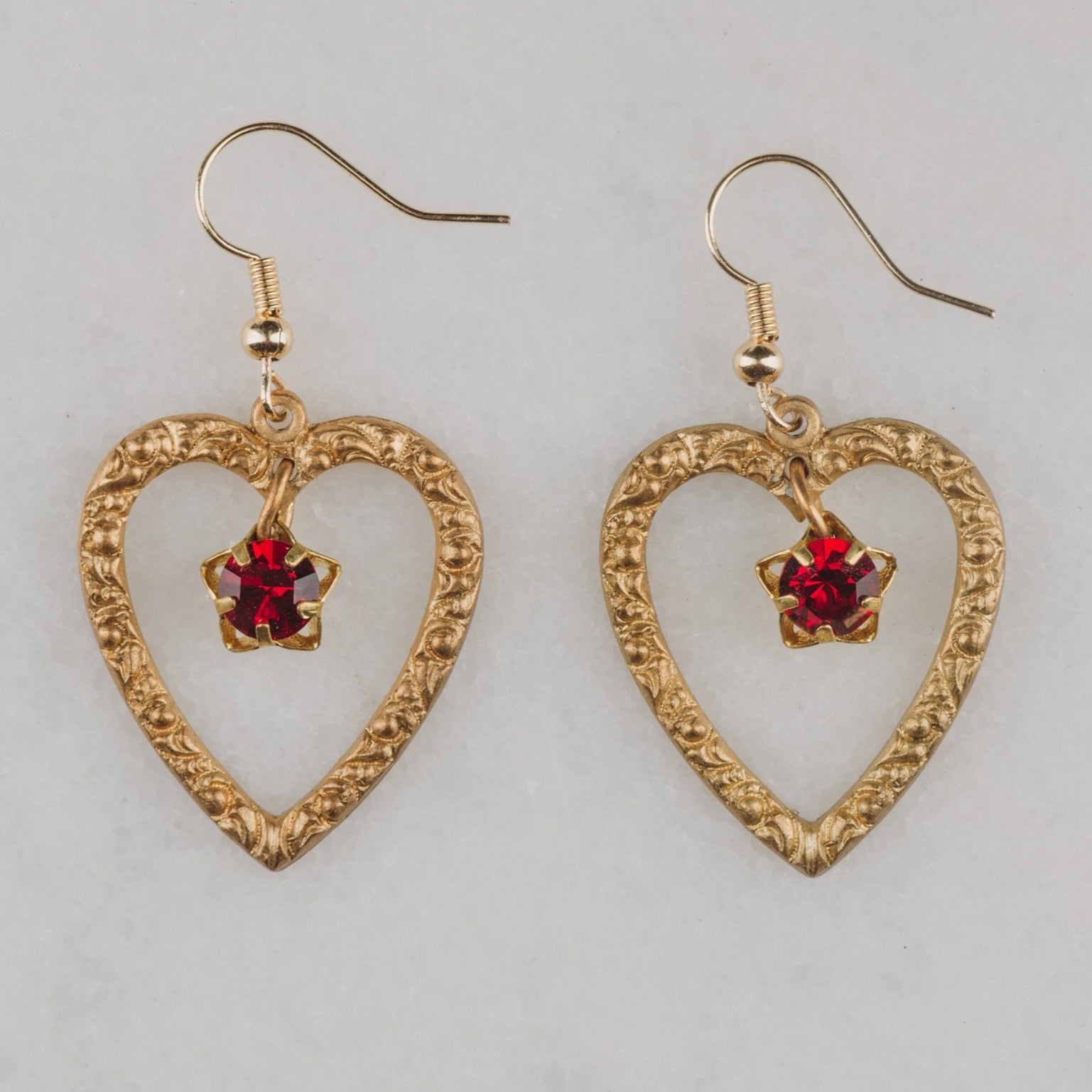 Ruby Earrings | Vintage Heart Jewellery | Star Ruby | Handmade in Australia