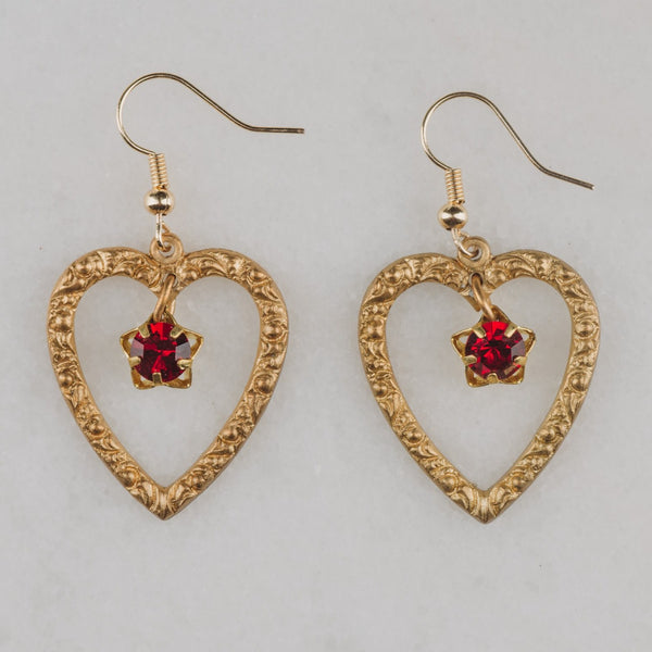 Ruby Earrings | Vintage Heart Jewellery | Star Ruby | Handmade in Australia