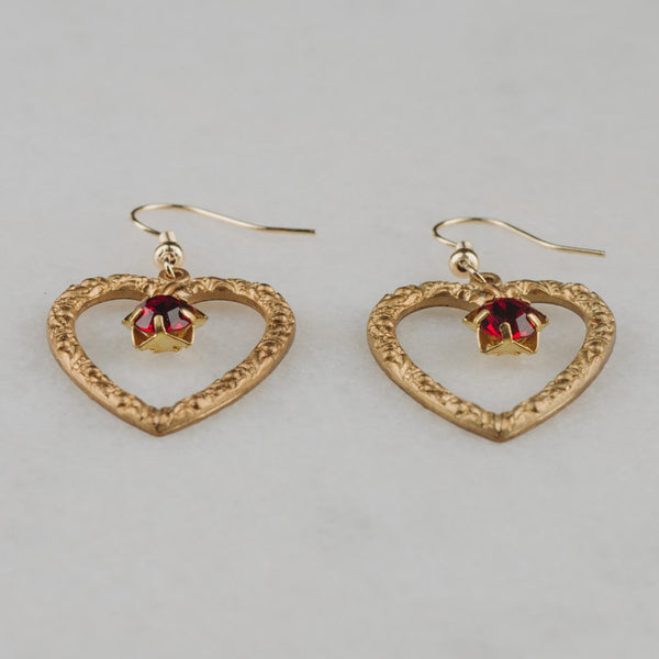 Ruby Earrings | Vintage Heart Jewellery | Star Ruby | Handmade in Australia