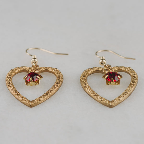 Ruby Earrings | Vintage Heart Jewellery | Star Ruby | Handmade in Australia