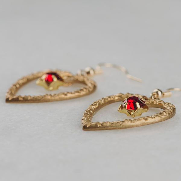 Ruby Earrings | Vintage Heart Jewellery | Star Ruby | Handmade in Australia