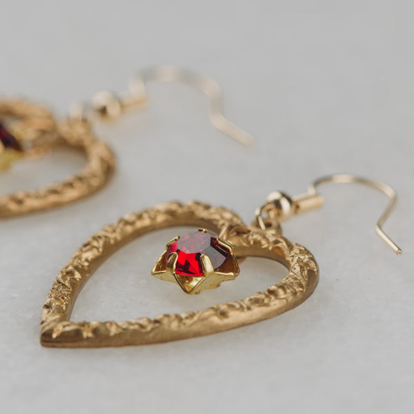 Ruby Earrings | Vintage Heart Jewellery | Star Ruby | Handmade in Australia