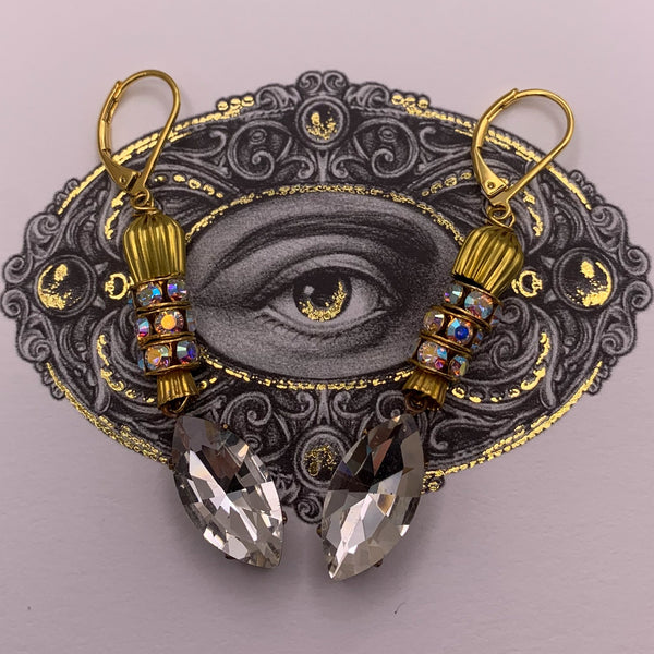 Baroque Marquise Cut Crystal | Handmade in Australia | Swarovski Crystals | Lovers Gold Earrings