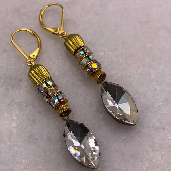 Baroque Marquise Cut Crystal | Handmade in Australia | Swarovski Crystals | Lovers Gold Earrings