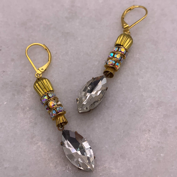 Baroque Marquise Cut Crystal | Handmade in Australia | Swarovski Crystals | Lovers Gold Earrings