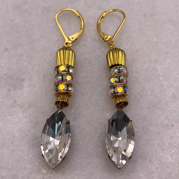 Baroque Marquise Cut Crystal | Handmade in Australia | Swarovski Crystals | Lovers Gold Earrings