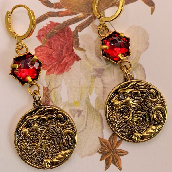 Heraldic Jewellery | Vintage Style | Handmade in Australia | Lion Earrings