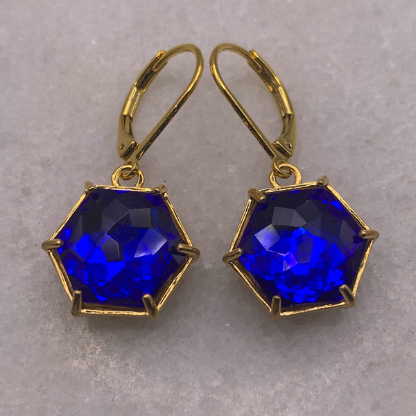 Sapphire | Hexagon Crystal | Gold | Glamour Jewellery| Handmade in Australia