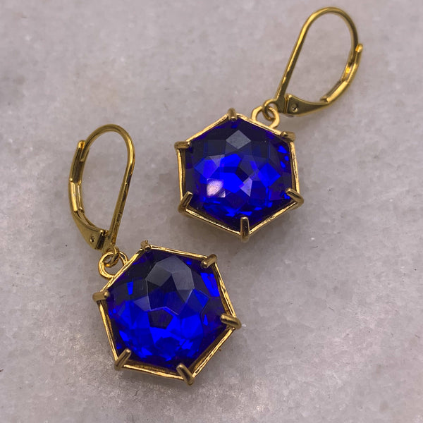 Sapphire | Hexagon Crystal | Gold | Glamour Jewellery| Handmade in Australia