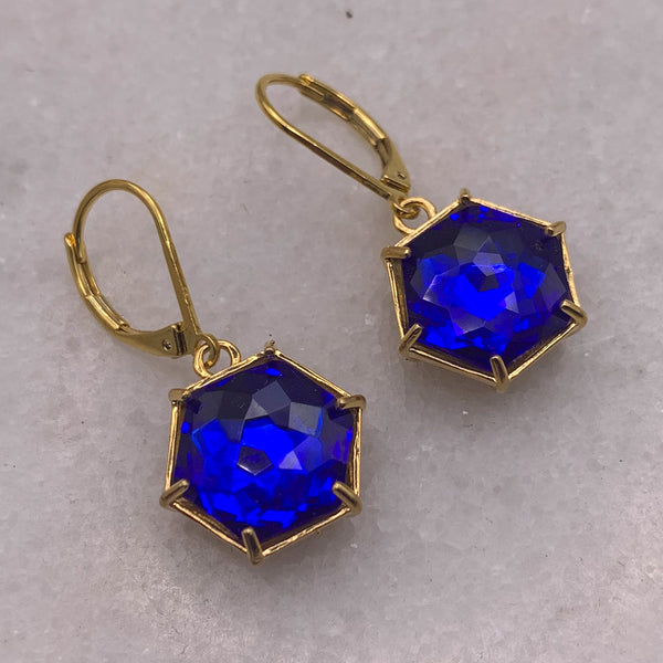 Sapphire | Hexagon Crystal | Gold | Glamour Jewellery| Handmade in Australia